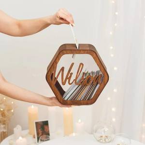 Caja de tarjeta de boda de estilo europeo, caja de tarjeta de boda personalizada, caja de madera, caja de tarjeta de boda, caja de tarjeta de felicitación de sobre - Product Image 1