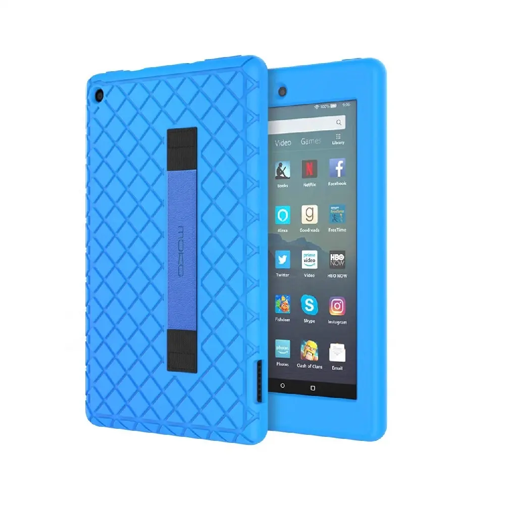 MoKo colorido suave de silicona Anti-slip funda con correa de muñeca para Amazon Fire 7 Tablet 2019