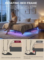 Fabrik RGB LED-Licht Schwebendes Bettgestell Starke Unterstützung Ladefunktion Langlebig Erweiterbar Tragbar Faltbar Doppel-Stahlbett
