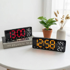 Réveil numérique simple de bureau, <span class=keywords><strong>horloge</strong></span> électronique avec jour de la semaine, réglage automatique de l'heure d'été, double alarme, <span class=keywords><strong>calendrier</strong></span> multifonction, grand écran LED, USB/batterie - Product Image 1