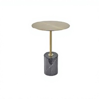Table basse ronde moderne de luxe avec plateau en bois et base en acier pour salon, table d'appoint pour canapé