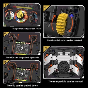 Modello di Volante da Corsa Costruibile - <span class=keywords><strong>Giocattolo</strong></span> Interattivo con Cruscotto e Volante Rotante per Età 8+ - Blocchi di Costruzione Creativi - Product Image 3