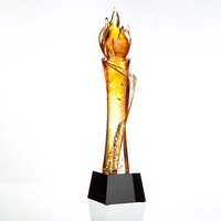 Trophée personnalisable en verre de jade Liuli Flame, écologique et sablé
