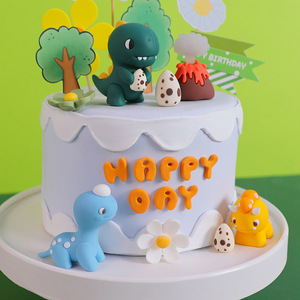 Pequeño animal suave goma muñeca ornamento Jurásico dinosaurio tema pastel decoración dibujos animados niños pastel Topper proveedores - Product Image 5