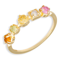 Heißer Ring mit Edelsteinen aus 925er Sterlingsilber und Gold – Modische Ringe mit Topas, Granat, Türkis, Spinell und Bernstein