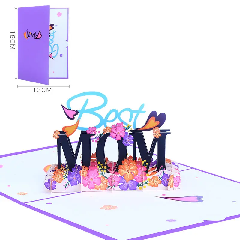 Sıcak satış anneler günü 3D tebrik kartı en iyi anne yaratıcı çiçek nimet kartı anneler günü hediye fikirleri
