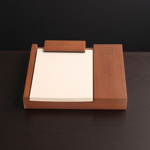 Wooden <b>Memo</b> Holder Vertical Note <b>Pad</b> Desk Organizer Office Stationery Card Stand Red MDF Engraved Design - Product Image 4