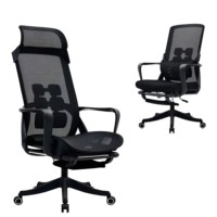 Chaise de bureau ergonomique à dossier haut en maille avec support lombaire, pivotante, avec appui-tête
