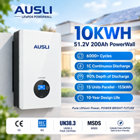 Batterie domestique LiFePO4 10,24 kWh 10 kWh 51,2 V 200 Ah, système de stockage d'énergie solaire, alimentation de secours hors réseau, IP65