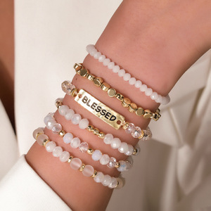 Fashion Beaded <b>Bracelet</b> Set 6Pc Multi Layer <b>Crystal</b> Bohemian Style Unisex Gift Jewelry - Product Image 3