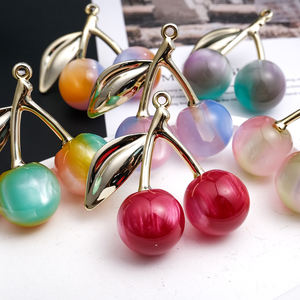 60*55mm Acrylique Perle Mélange Cerise Pendentif Lâche Perles Rouge Cerise Pendentif pour DIY Collier Fait Main - Product Image 1