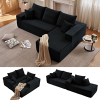 Canapé modulaire sectionnel en velours côtelé en forme de L, sans structure, compressé, gain de place, en tissu, livraison gratuite, vente en gros usine