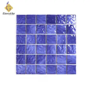Swimming Pool Coping Porcelain Tile 306*306mm Dark Blue Variation Wall Tile For Luxury Decoration