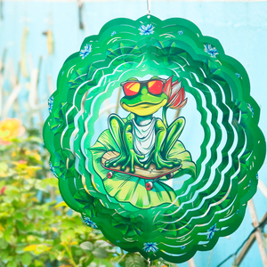 Molinillos de Viento con Diseño de Ranas de Skateboard de 12 Pulgadas, Decoración de Jardín, Molinillo de Viento con Ilusión Holográfica, Flor de Fuego - Product Image 3