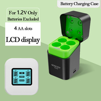 Chargeur universel 4 emplacements pour piles Li-ion 1,2 V et NiMH AA AAA, avec stockage, entrée 2A, sortie 3A et éclairage LED