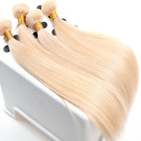 Extensions cheveux humains vierges avec frontal hd, lisses, blond platine, 13x4, 10 à 40 pouces, 613 pièces, en Stock en ue