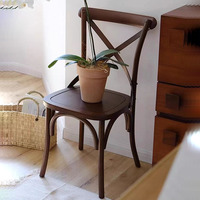 Chaise de salle à manger SHANMU rétro style campagnard américain, dossier fourche, style nordique du milieu du siècle, assise en rotin tressé, pour restaurants