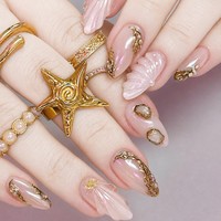 Faux ongles en gel 3D pré-dessinés style européen et américain, motif croix de fleurs, strass, style français, à presser sur les doigts, en ABS
