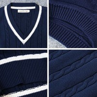 2025 nouveau Style britannique Preppy - Style col en V pull en tricot câblé gilet uniformes scolaires pour adolescents