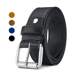 Cinturón de hebilla de Pin de Metal de aleación de lujo OEM de fábrica, cinturones de cuero genuino de vaca clásicos personalizados para hombres