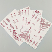Conception de tatouage en dentelle temporaire vermillon indien transfert d'eau autocollants de tatouage au henné matériel de papier d'art corporel pour la main arrière