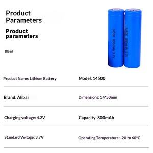 Manufacturer <strong>14500</strong> Lithium Ion <strong>Rechargeable</strong> <strong>Battery</strong> Pack 3.7V 800mAh Intercom MP3 MP4 Player Prismatic Cylindrical <strong>Batteries</strong> - Product Image 2