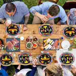 Let's Fiesta Modern 7 Inch Black Party <b>Plates</b> Festive Decorative Dinnerware Hot Selling for Cinco De Mayo Special Occasions - Product Image 3