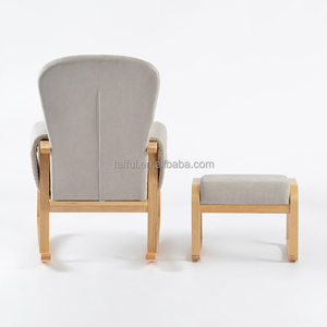 Fauteuil à bascule simple pour chambre d'enfant, en tissu gris, économique, avec repose-pieds, idéal pour l'allaitement. - Product Image 5