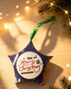 Boîte à bonbons de Noël en forme d'étoile, boîte cadeau d'Halloween, emballage créatif pour bonbons de fêtes, logo personnalisé - Product Image 2