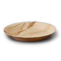 Platos de hoja de palma redondos grandes de caña de azúcar blanca de 25 cm, apilables y fáciles de manejar, para banquetes y cenas.