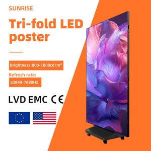 Afficheur LED couleur pleine gamme intérieur/extérieur, portable, sur pied, écran publicitaire mince, <span class=keywords><strong>temp</strong></span>érature de couleur auto-ajustable, fréquence de rafraîchissement 3840 Hz - Product Image 1