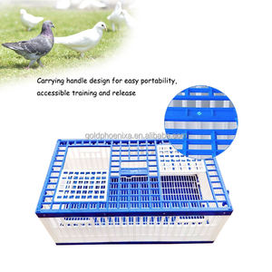 YYC Cage de transport d'oiseaux en plastique à trois portes Cage de pigeon de course de volaille Cages d'entraînement avec mangeoire et boîte d'abreuvement - Product Image 5