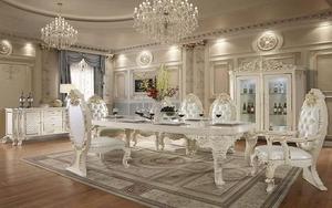 Juego de Comedor de Madera de Teca Tallada, Seis Plazas, Estilo Clásico, Acabado Antiguo, Duradero, Personalizable - Product Image 6