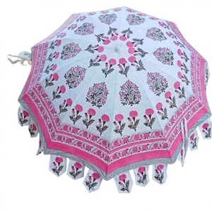 Parapluie artisanal à motif floral, pliable manuellement, protection solaire, style vintage, en fer, pour activités promotionnelles et cadeaux de salon professionnel - Product Image 1
