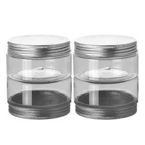 Fuyun 50グラムFood Grade Pet Containers Plastic Round Cream Cosmetic Luxury Jar Clear Packaging JarsとAluminium Lid