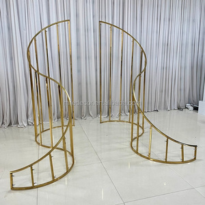 Arche <span class=keywords><strong>de</strong></span> mariage en métal <span class=keywords><strong>de</strong></span> haute qualité, cadre en spirale doré, grand support <span class=keywords><strong>de</strong></span> toile <span class=keywords><strong>de</strong></span> fond incurvé pour cérémonie, fête, événement, décoration <span class=keywords><strong>de</strong></span> scène - Product Image 3