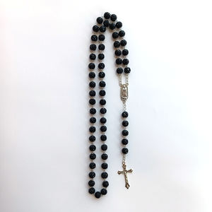 שרשרת מחרוזות תפילה קתולית חדשה אופנתית סיטונאית לשנת 2026 מצופה כסף עם צלב דתי של מריה הבתולה וחרוזי כדור בייסבול - Product Image 3