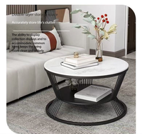 Ensemble de tables basses modernes intelligentes, rondes, extensibles, gigognes, en métal doré et marbre blanc, multifonctionnelles et personnalisables pour salon