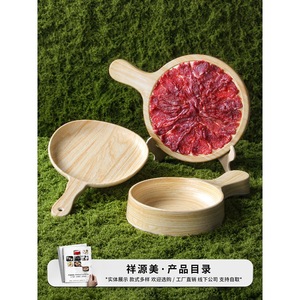 Xiangyuan <b>melamine</b> tableware <b>plates</b>, commercial round oak-grain handles, suitable for hot pot restaurants, beef and mutton hot - Product Image 2