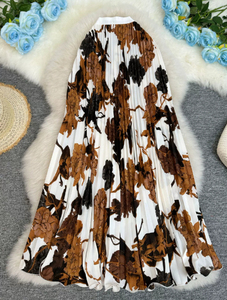 African High-end Retro Print <b>Skirt</b> Classic All-match Commuting High-end Pleated A-line <b>Long</b> <b>Skirt</b> - Product Image 4
