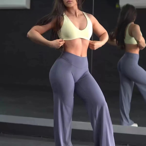 Women High Waist Plus Size Yoga Pants Extended Wide Leg <b>Flare</b> Fitness <b>Leggings</b> - Product Image 3
