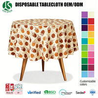 Nappe ronde jetable en PEVA de haute qualité, imperméable à l'huile, imprimé châtaignier, pour la décoration de la saison d'automne et de Thanksgiving
