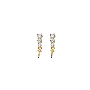 Boucles d'oreilles clous en argent S925 pour femmes, 5-7 perles, accessoires de bijoux simples à faire soi-même, plateau vide semi-fini pour incrustation 1179 - Product Image 5