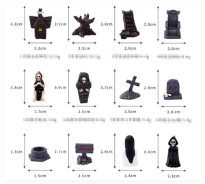 Mini Zoo Jardin Halloween Jouets Dessin Animé Mouton Cheval Figurines Petits Animaux Figurines Cercueil Pierre Tombale Fantôme Citrouille - Product Image 2