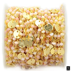 Dây bọc DIY thủ công liên kết màu hồng OPAL với ngọc trai & Bạc Pyrite bán buôn DIY chuỗi hạt tràng hạt CuộN đối với trang sức làm - Product Image 3