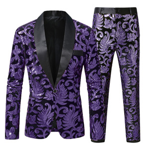 2026 nouveau KJ paillettes velours série hommes châle revers Blazer fleurs paillettes costume veste <span class=keywords><strong>DJ</strong></span> Club chanteur vêtements or conceptions noir - Product Image 5