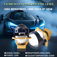 Feux de voiture à LED avec lentille de protection super claire, ampoules LED auto 120W, projecteur Bi-LED, lentille de 3,0 pouces, phares à LED