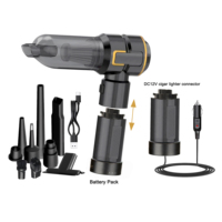 Aspirateur de voiture sans fil 3 en 1, aspirateur sans fil alimenté par batterie détachable avec lumière LED et batterie externe pour utilisation en voiture