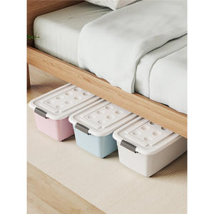 Boîte de rangement sous le lit, rectangulaire, en PP, avec roulettes, pour vêtements et literie, usage domestique, conteneur à vêtements en plastique plat - Product Image 4