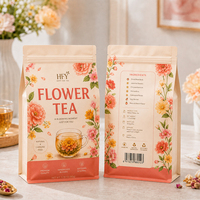 Sachet d'emballage alimentaire personnalisé, imprimé motif floral élégant, à fond plat, scellé sur huit côtés, avec fermeture éclair, en feuille métallisée, résistant à l'humidité